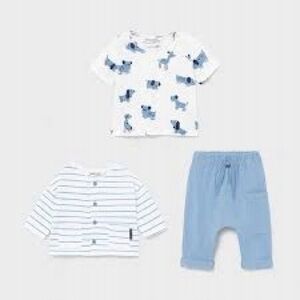 Size 2-4 months Mayoral White and Blue Kids Outfit Set